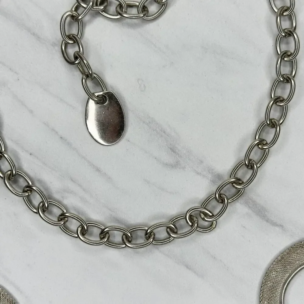 Chunky Textured Silver Tone Chain Belt OS ✨